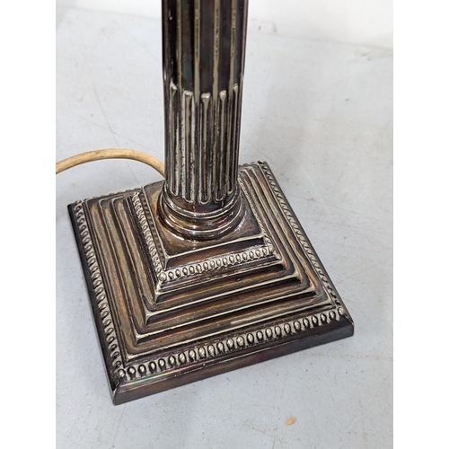 488 - A vintage silver plated lamp in the form of a Corinthian column A/F
Location: 9.1