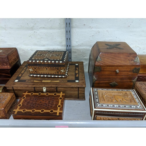 502 - Twenty one wooden boxes to include one mounted with a car and other decorative boxes
Location: LWF