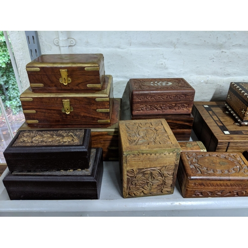 502 - Twenty one wooden boxes to include one mounted with a car and other decorative boxes
Location: LWF