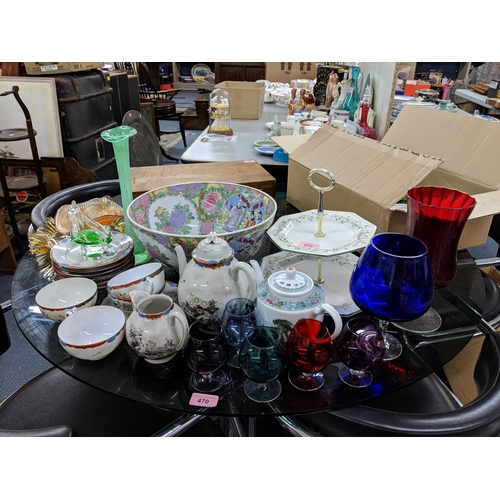 513 - Mixed 20th century ceramics to include a Japanese egg shell part tea set, a Johnson Brothers cake st... 