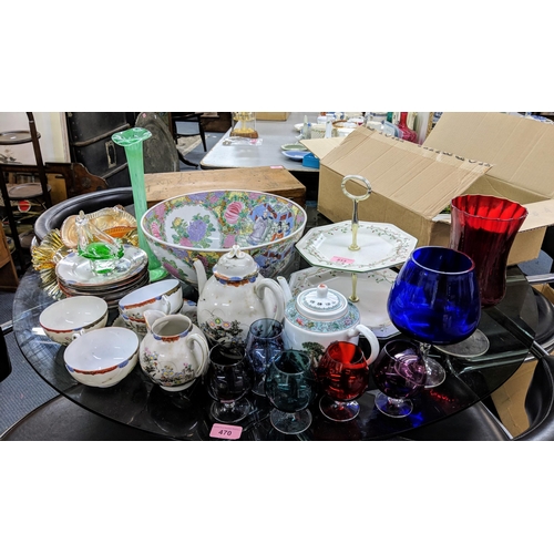 513 - Mixed 20th century ceramics to include a Japanese egg shell part tea set, a Johnson Brothers cake st... 