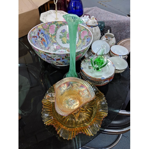 513 - Mixed 20th century ceramics to include a Japanese egg shell part tea set, a Johnson Brothers cake st... 