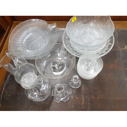 445 - A quantity of late 20th Century glassware to include large shallow dishes and a decanter together wi... 