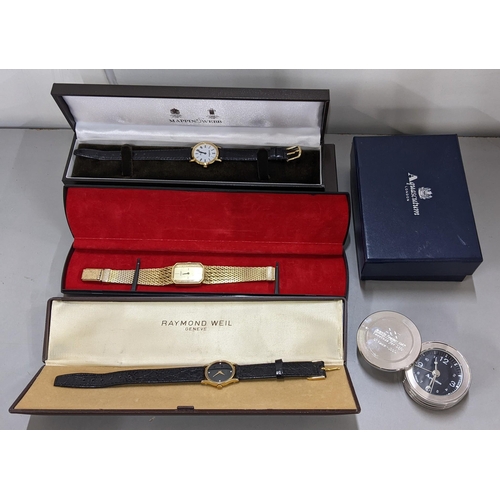 369 - Mixed watches to include Mappin & Webb and others together with Aquascutum travel clock
Location: A2... 