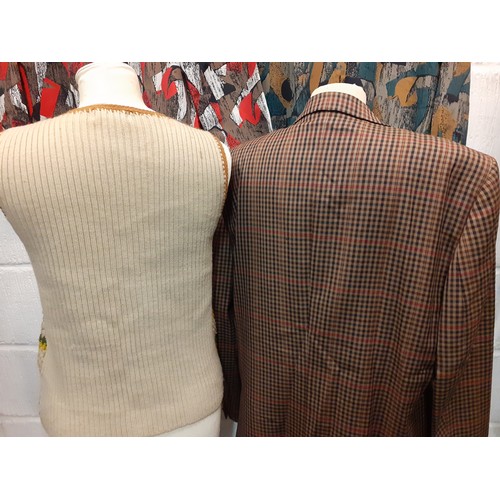 81 - Yves Saint Laurent- A gents vintage brown jacket in a tweed style checked pattern having 2 branded l... 