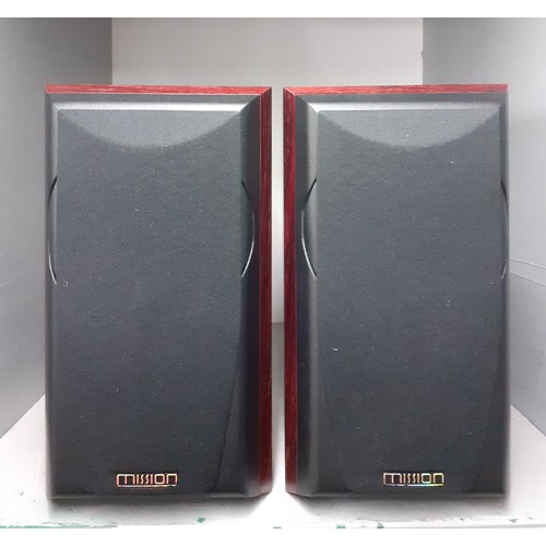 183 - A pair of Mission 771 Series speakers, as new, serial number 871M32148, in a red teak casing with or... 