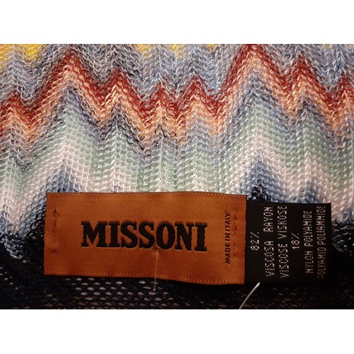 90 - Missoni- A  multicoloured scarf with zig zag design and tassels, designer label intact. Location:R1.... 