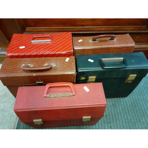 173 - Five record travel cases containing gramophone and phonograph records to include Dizzy Gillespie (Pa... 