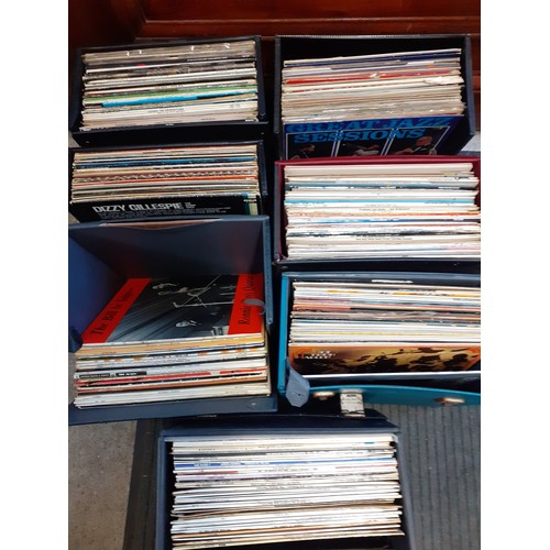 170 - Seven record travel cases containing mainly Jazz records to include the artists Fats Waller, Eddie '... 