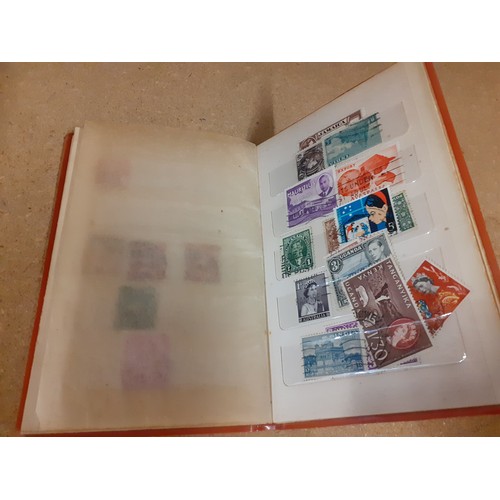 247 - Two vintage stamp albums to include British Penny Reds together with a small stock book and loose st... 