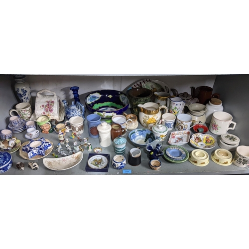 347 - Mixed ceramics to include Royal Doulton Sairey Gamp jug, Irish wade pieces, studio potter, commemora... 