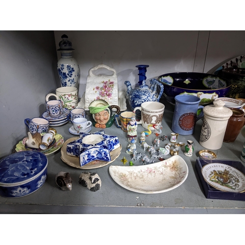 347 - Mixed ceramics to include Royal Doulton Sairey Gamp jug, Irish wade pieces, studio potter, commemora... 