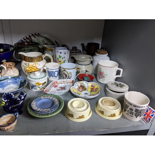 347 - Mixed ceramics to include Royal Doulton Sairey Gamp jug, Irish wade pieces, studio potter, commemora... 