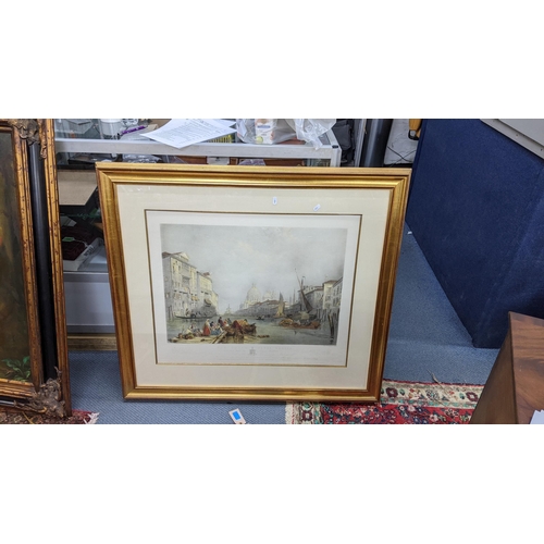 47 - Four pictures to include an oil canvas depicting a scene of figures playing croquet
Location:BWR