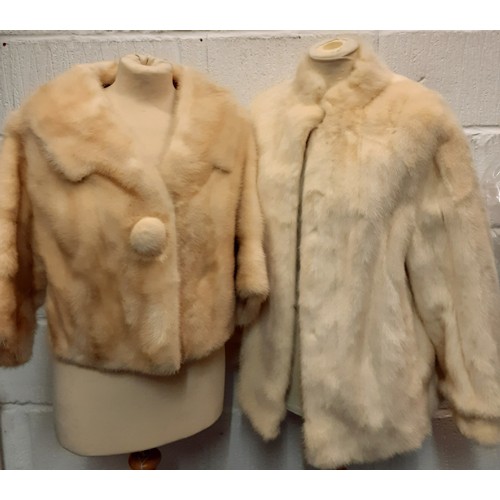 151 - Four items of vintage arctic mink outer clothing comprising a bolero jacket with pompom button to th... 