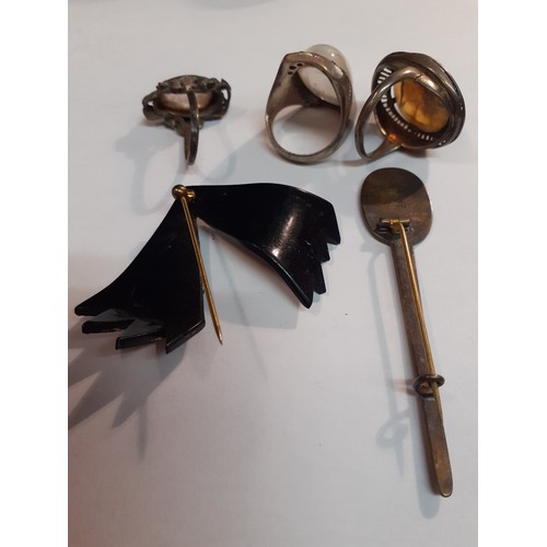 157 - Early 20th Century silver, white metal and paste costume jewellery to include a white metal and moon... 