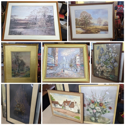 502 - Mixed pictures to include a late 19th/early 20th century watercolour of a country scene with a sheph... 