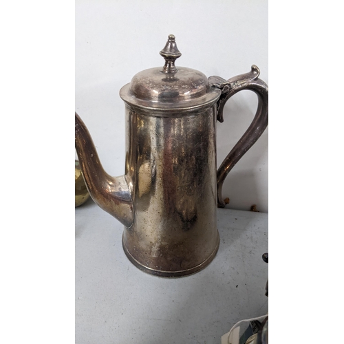 337 - Mixed silver plate to include a Great Eastern Railway Elkington coffee pot, a London, Midland & Scot... 