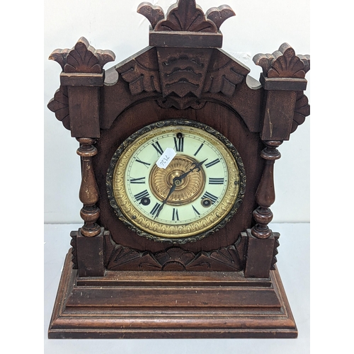 369 - A mixed lot to include a late 19th/early 20th century brass cased French mantel clock by Japy Freres... 