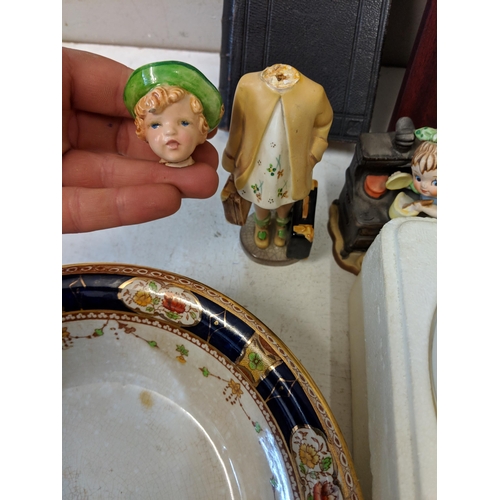 381 - A mixed lot of china and ceramics to include a picture of a young girl, a Holy Bible, Barker Bros, W... 