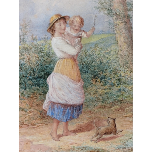 447 - A watercolour, a study of a girl and small child playing with a dog
Location:A3B