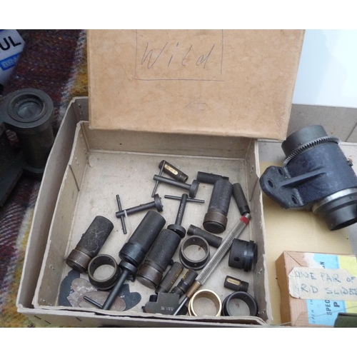 456 - Vintage Wild Heerbrugg photogrammetry parts includes beamsplitters-Binocular adjustable eyepieces-st... 