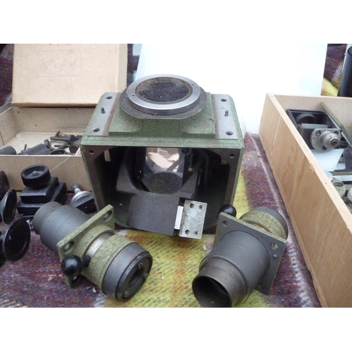 456 - Vintage Wild Heerbrugg photogrammetry parts includes beamsplitters-Binocular adjustable eyepieces-st... 