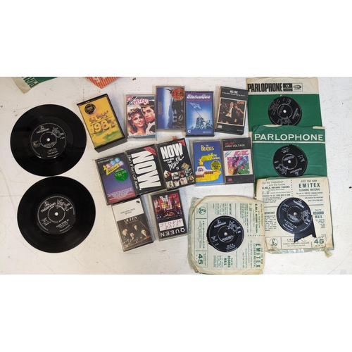 487 - Singles, records and cassettes to include Beatles, Rolling Stones, Queen, Now That's What I Call Mus... 