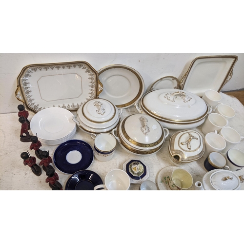 302 - A mixed lot to include a Belleek cup and saucer, painted model soldiers and mixed 19th century and l... 