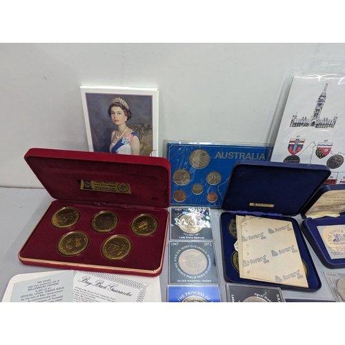 361 - Mixed coins - a collection of commemorative coins and sets to include 1978 UK proof coinage sets, Ca... 