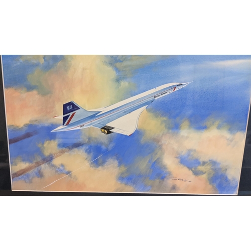 595 - Timothy O'Brien 0 'Concorde Legend of the Sky' watercolour, signed, 28cm x 37cm, framed and glazed
L... 