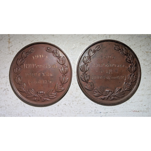 448 - Two WWII service medals, along with two medallions from the Liverpool Institute, and a WWI Victory m... 