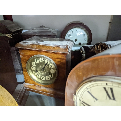 608 - A mixed lot of mantle clocks for spares, to include a Fattorini & Sons Electric Automatic alarm cloc... 