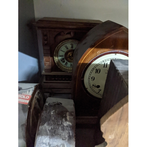 608 - A mixed lot of mantle clocks for spares, to include a Fattorini & Sons Electric Automatic alarm cloc... 