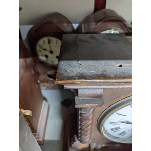 608 - A mixed lot of mantle clocks for spares, to include a Fattorini & Sons Electric Automatic alarm cloc... 