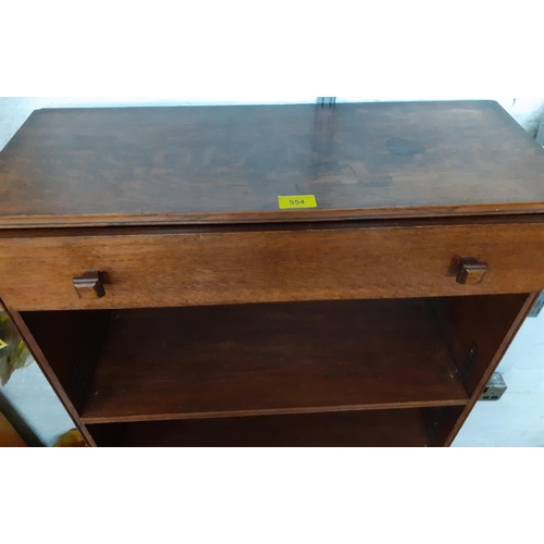 554 - A mid 20th century oak bookcase with single drawer Location: BWR