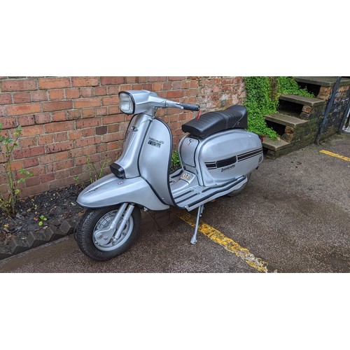 A Lambretta Vijai Super GP150 scooter motorbike, first registered 1.1.1983, first registered in the UK 15.6.2015, in silver and black with 109 miles on the mileometer, four former keepers
