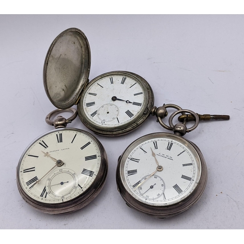 104 - Three late 19th/early 20th century open faced cased silver pocket watches with enamelled dials Locat... 