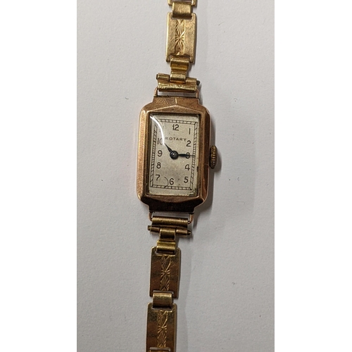 114 - An early / mid 20th century Rotary 9ct gold manual wind wristwatch on a 9ct gold bracelet, 12.6
Loca... 