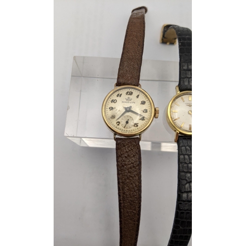 146 - An 18ct gold ladies Longines manual wind wrist watch with a 9ct gold Marvin wrist watch
Location: CA... 