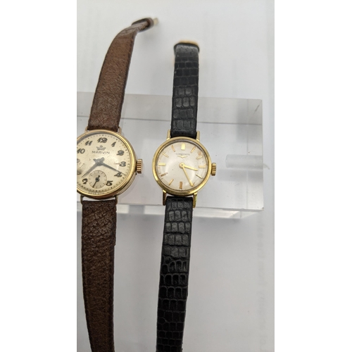 146 - An 18ct gold ladies Longines manual wind wrist watch with a 9ct gold Marvin wrist watch
Location: CA... 