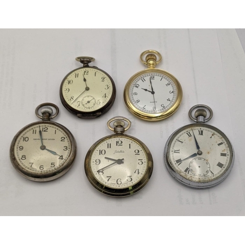 147 - Five pocket watches to include a silver example A/F, chrome and other cased examples
Location: