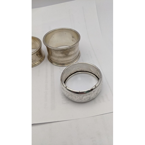 157 - Six silver napkin rings one embossed with fruiting vines, total weight 196.2
Location: