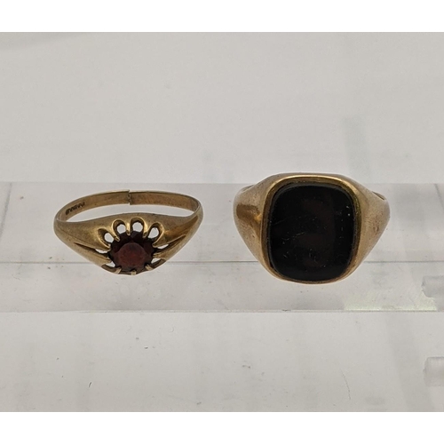 163 - A 9ct gold signet ring and another set with a garnet 8.5g
Location: CAB5