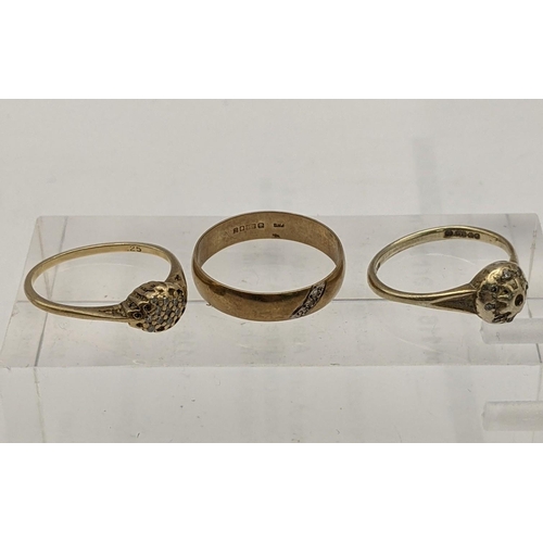 164 - Three 9ct gold ring each set with diamonds 7g
Location: CAB5