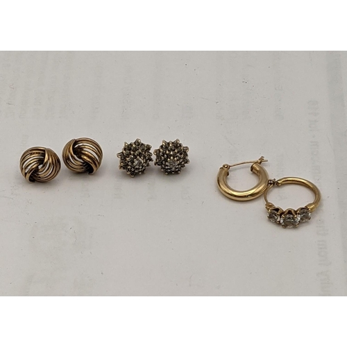 167 - Two pairs of gold earrings one set with diamonds and two single earrings 7g
Location: CAB3