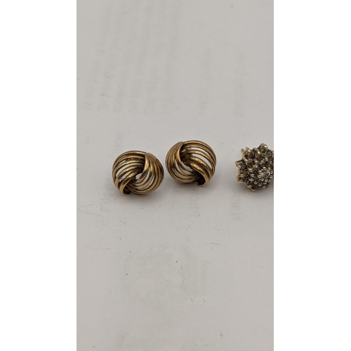 167 - Two pairs of gold earrings one set with diamonds and two single earrings 7g
Location: CAB3