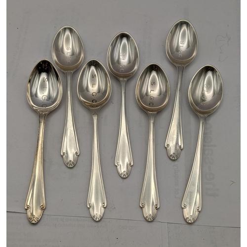 192 - Seven silver tea spoons hallmarked  Sheffield 1982 total weight 109.5g
Location: