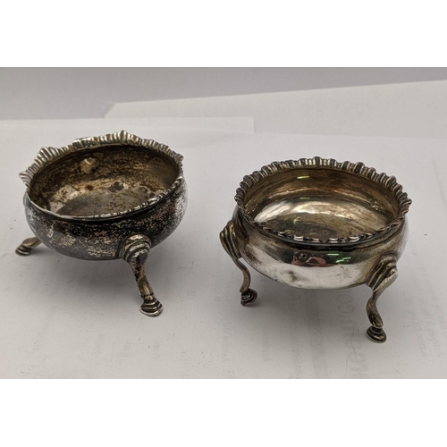 203 - Two Georgian silver salts together with a silver mosaic goblet total weight 178.6g
Location: