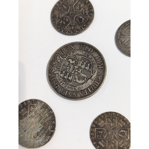 401 - United Kingdom - mixed Georgian silver coinage to include 1819 half crown, pair of 1787 shillings, 1... 